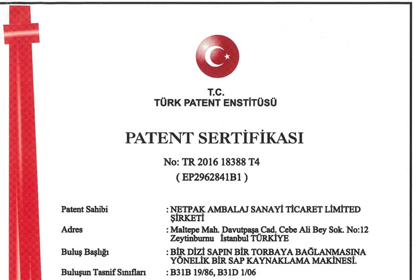 Ulusal Patent Belgemiz Onaylandı