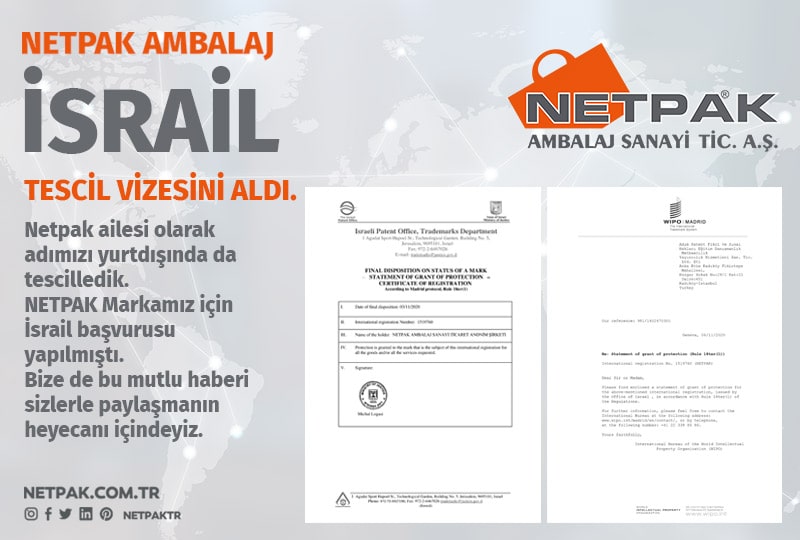 netpak Bez Çantanın Devi Netpak İsrail Tescil Vizesini Aldı