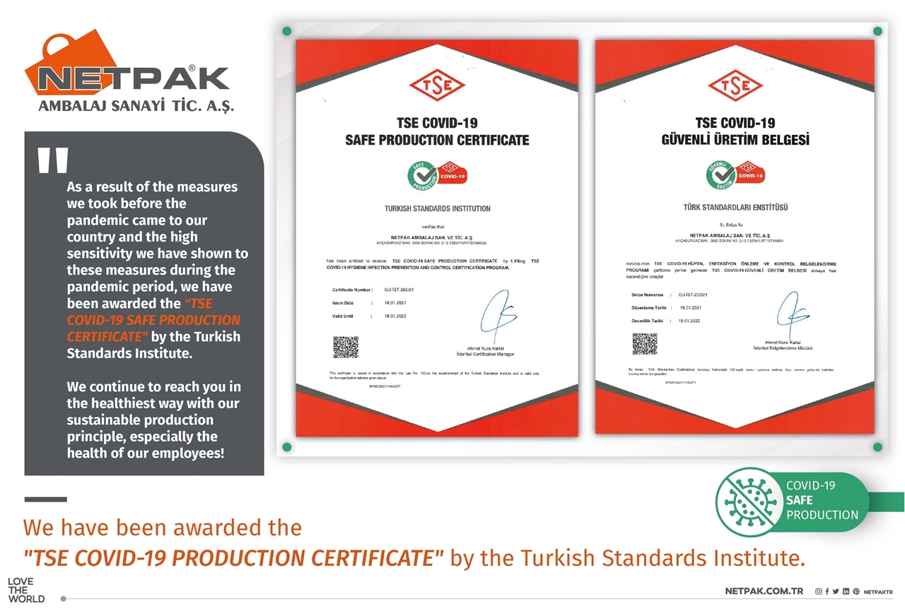 We are entitled to receive TSE COVID-19 Safe Production Certificate
