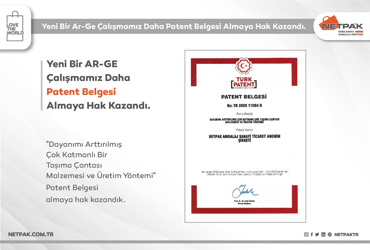  Yeni Bir Ar-Ge Çalışması Daha Patent Belgesi Almaya Hak Kazandı.